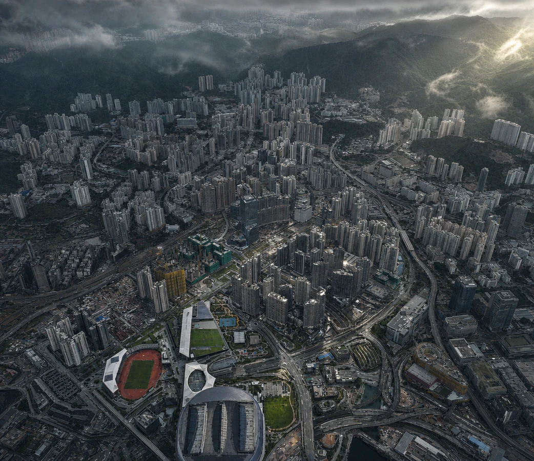 Kai Tak and East Kowloon realistic AI scene