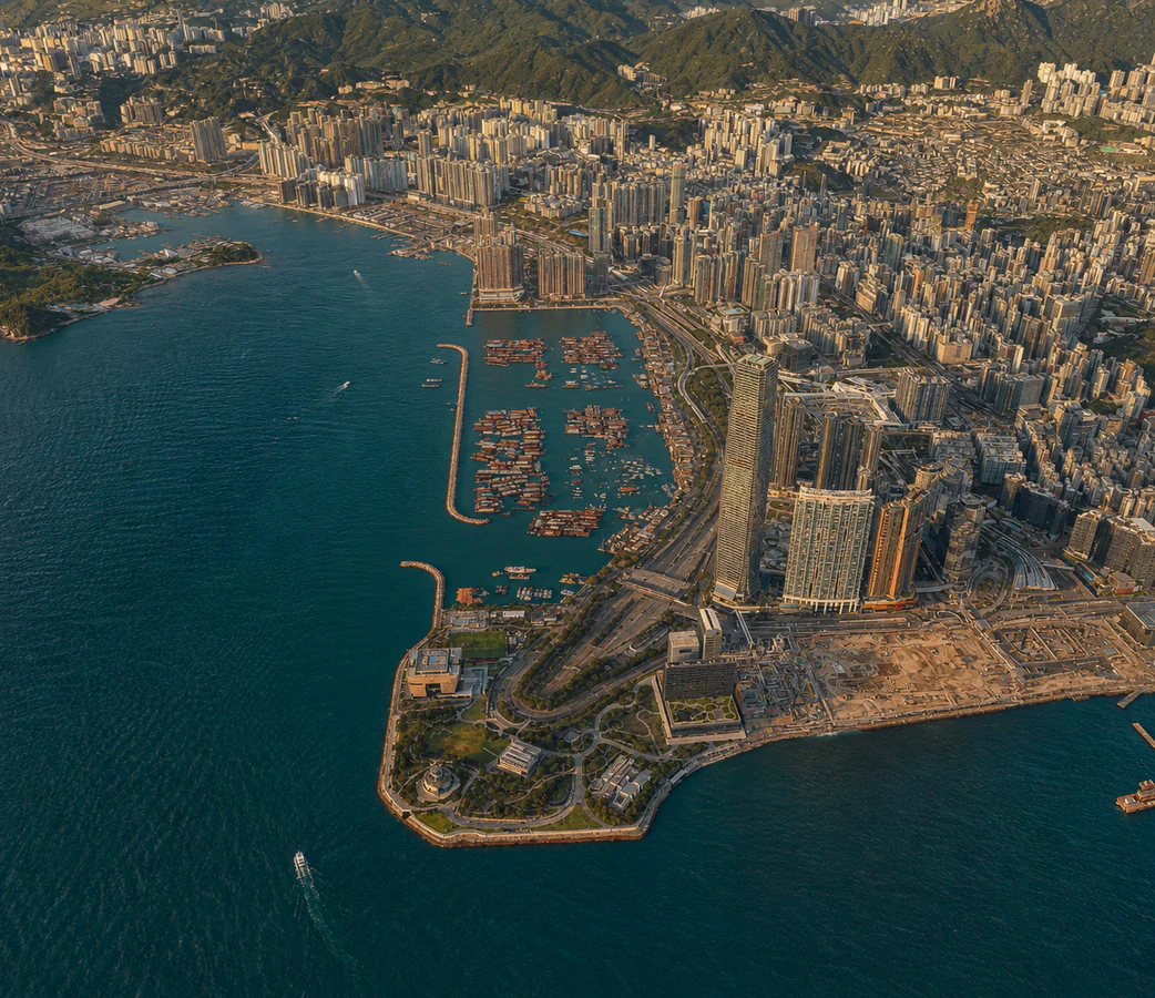 West Kowloon Waterfront realistic AI scene